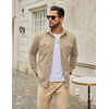image:imageCOOFANDY Mens Long Sleeve Button Down Work Shirt with Flap PocketsLight Brown