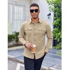 image:imageCOOFANDY Mens Long Sleeve Button Down Work Shirt with Flap PocketsLight Brown