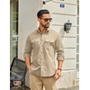 image:imageCOOFANDY Mens Long Sleeve Button Down Work Shirt with Flap PocketsLight Brown