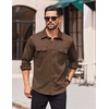 image:imageCOOFANDY Mens Long Sleeve Shirts Casual Button Down Shirt Wrinkle Free Dress Shirt with PocketBrown