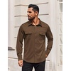 image:imageCOOFANDY Mens Long Sleeve Shirts Casual Button Down Shirt Wrinkle Free Dress Shirt with PocketBrown