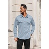 image:imageCOOFANDY Mens Long Sleeve Shirts Casual Button Down Shirt Wrinkle Free Dress Shirt with PocketClear Blue