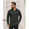 image:imageCOOFANDY Mens Long Sleeve Shirts Casual Button Down Shirt Wrinkle Free Dress Shirt with PocketDark Green