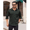 image:imageCOOFANDY Mens Long Sleeve Shirts Casual Button Down Shirt Wrinkle Free Dress Shirt with PocketDark Green