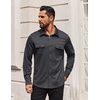image:imageCOOFANDY Mens Long Sleeve Shirts Casual Button Down Shirt Wrinkle Free Dress Shirt with PocketDark Grey