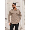 image:imageCOOFANDY Mens Long Sleeve Shirts Casual Button Down Shirt Wrinkle Free Dress Shirt with PocketLight Brown