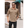 image:imageCOOFANDY Mens Long Sleeve Shirts Casual Button Down Shirt Wrinkle Free Dress Shirt with PocketLight Brown