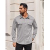 image:imageCOOFANDY Mens Long Sleeve Shirts Casual Button Down Shirt Wrinkle Free Dress Shirt with PocketLight Grey