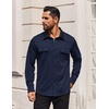 image:imageCOOFANDY Mens Long Sleeve Shirts Casual Button Down Shirt Wrinkle Free Dress Shirt with PocketNavy Blue