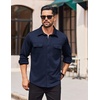 image:imageCOOFANDY Mens Long Sleeve Shirts Casual Button Down Shirt Wrinkle Free Dress Shirt with PocketNavy Blue