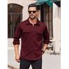 image:imageCOOFANDY Mens Long Sleeve Shirts Casual Button Down Shirt Wrinkle Free Dress Shirt with PocketWine Red