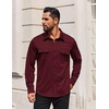 image:imageCOOFANDY Mens Long Sleeve Shirts Casual Button Down Shirt Wrinkle Free Dress Shirt with PocketWine Red