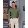 image:imageCOOFANDY Mens Oxford Shirt Long Sleeve Casual Button Down Shirts Soild Dress Shirts with PocketArmy Green
