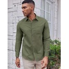 image:imageCOOFANDY Mens Oxford Shirt Long Sleeve Casual Button Down Shirts Soild Dress Shirts with PocketArmy Green