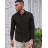 image:imageCOOFANDY Mens Oxford Shirt Long Sleeve Casual Button Down Shirts Soild Dress Shirts with PocketBlack