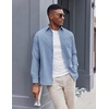 image:imageCOOFANDY Mens Oxford Shirt Long Sleeve Casual Button Down Shirts Soild Dress Shirts with PocketGrayish Blue