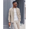 image:imageCOOFANDY Mens Oxford Shirt Long Sleeve Casual Button Down Shirts Soild Dress Shirts with PocketKhaki