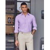 image:imageCOOFANDY Mens Oxford Shirt Long Sleeve Casual Button Down Shirts Soild Dress Shirts with PocketLavender