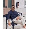 image:imageCOOFANDY Mens Oxford Shirt Long Sleeve Casual Button Down Shirts Soild Dress Shirts with PocketNavy Blue