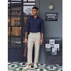 image:imageCOOFANDY Mens Oxford Shirt Long Sleeve Casual Button Down Shirts Soild Dress Shirts with PocketNavy Blue