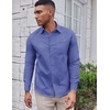 image:imageCOOFANDY Mens Oxford Shirt Long Sleeve Casual Button Down Shirts Soild Dress Shirts with PocketRoyal Azure