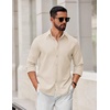 image:imageCOOFANDY Mens Oxford Shirt Long Sleeve Regular Fit Dress Shirt Casual Button Down Shirts for MenBeige