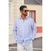 image:imageCOOFANDY Mens Oxford Shirt Long Sleeve Regular Fit Dress Shirt Casual Button Down Shirts for MenCheckblue  White