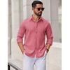 image:imageCOOFANDY Mens Oxford Shirt Long Sleeve Regular Fit Dress Shirt Casual Button Down Shirts for MenRed