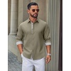 image:imageCOOFANDY Mens Oxford Shirts Long Sleeve Button Down Shirt Casual Untucked Shirts for MenArmy Green