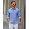 image:imageCOOFANDY Mens Oxford Shirts Long Sleeve Button Down Shirt Casual Untucked Shirts for MenBlue