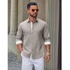 image:imageCOOFANDY Mens Oxford Shirts Long Sleeve Button Down Shirt Casual Untucked Shirts for MenGray Khaki