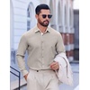 image:imageCOOFANDY Mens Oxford Shirts Long Sleeve Button Down Shirt Casual Untucked Shirts for MenGray Khaki