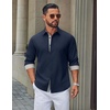image:imageCOOFANDY Mens Oxford Shirts Long Sleeve Button Down Shirt Casual Untucked Shirts for MenNavy Blue