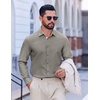 image:imageCOOFANDY Mens Oxford Shirts Long Sleeve Button Down Shirt Casual Untucked Shirts for MenTea Gray