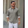 image:imageCOOFANDY Mens Oxford Shirts Long Sleeve Button Down Shirt Casual Untucked Shirts for MenTea Gray
