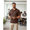 image:imageCOOFANDY Mens Polo Shirts Short Sleeve Quick Dry Performance Golf Polos Tactical Work Shirts with Pen PocketBrown