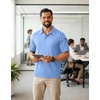 image:imageCOOFANDY Mens Polo Shirts Short Sleeve Quick Dry Performance Golf Polos Tactical Work Shirts with Pen PocketLight Blue