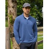image:imageCOOFANDY Mens Quarter Zip Pullover Lightweight Mock Neck Sweatshirt Casual Long Sleeve Polo ShirtsBlue