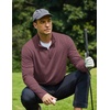image:imageCOOFANDY Mens Quarter Zip Pullover Lightweight Mock Neck Sweatshirt Casual Long Sleeve Polo ShirtsDark Red