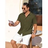 image:imageCOOFANDY Mens Short Sleeve Button Down Shirt Casual Summer Beach Shirts Waffle Knit Shirt Wrinkle Free Untucked ShirtArmy Green