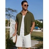 image:imageCOOFANDY Mens Short Sleeve Button Down Shirt Casual Summer Beach Shirts Waffle Knit Shirt Wrinkle Free Untucked ShirtArmy Green