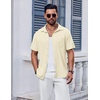 image:imageCOOFANDY Mens Short Sleeve Button Down Shirt Casual Summer Beach Shirts Waffle Knit Shirt Wrinkle Free Untucked ShirtBeige