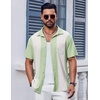 image:imageCOOFANDY Mens Short Sleeve Button Down Shirt Casual Summer Beach Shirts Waffle Knit Shirt Wrinkle Free Untucked ShirtBlue White