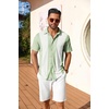 image:imageCOOFANDY Mens Short Sleeve Button Down Shirt Casual Summer Beach Shirts Waffle Knit Shirt Wrinkle Free Untucked ShirtBlue White