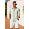 image:imageCOOFANDY Mens Short Sleeve Button Down Shirt Casual Summer Beach Shirts Waffle Knit Shirt Wrinkle Free Untucked ShirtBlue White