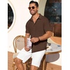 image:imageCOOFANDY Mens Short Sleeve Button Down Shirt Casual Summer Beach Shirts Waffle Knit Shirt Wrinkle Free Untucked ShirtBrown