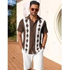 image:imageCOOFANDY Mens Short Sleeve Button Down Shirt Casual Summer Beach Shirts Waffle Knit Shirt Wrinkle Free Untucked ShirtBrown Diamond