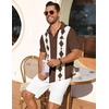 image:imageCOOFANDY Mens Short Sleeve Button Down Shirt Casual Summer Beach Shirts Waffle Knit Shirt Wrinkle Free Untucked ShirtBrown Diamond