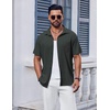 image:imageCOOFANDY Mens Short Sleeve Button Down Shirt Casual Summer Beach Shirts Waffle Knit Shirt Wrinkle Free Untucked ShirtDark Grey