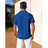 image:imageCOOFANDY Mens Short Sleeve Button Down Shirt Casual Summer Beach Shirts Waffle Knit Shirt Wrinkle Free Untucked ShirtDeep Blue
